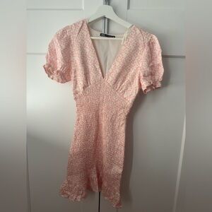 Pink Floral V-Neck Dress